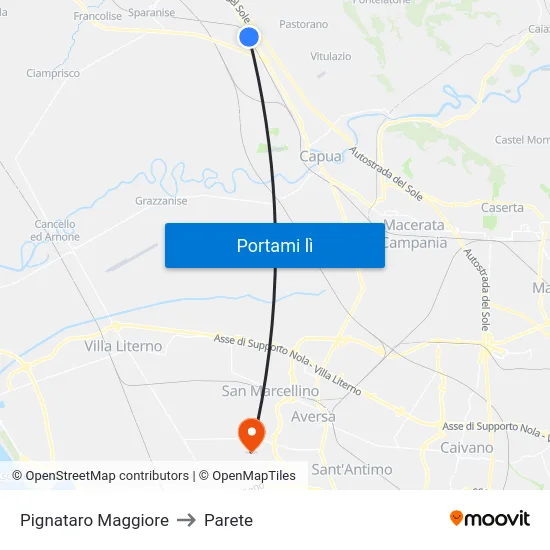 Pignataro Maggiore to Parete map