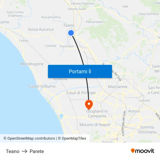 Teano to Parete map