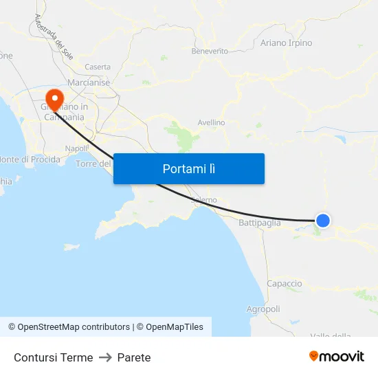 Contursi Terme to Parete map