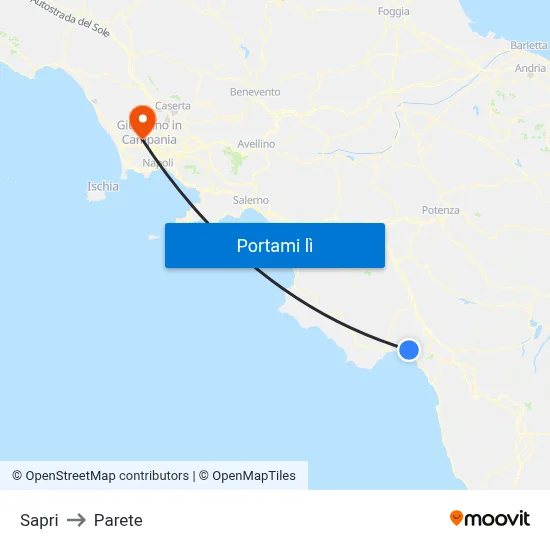 Sapri to Parete map