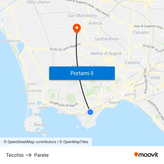 Tecchio to Parete map