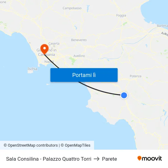 Sala Consilina - Palazzo Quattro Torri to Parete map