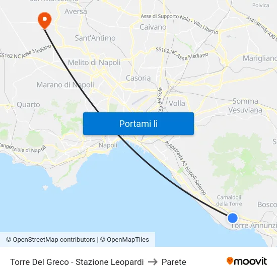 Torre Del Greco - Stazione Leopardi to Parete map