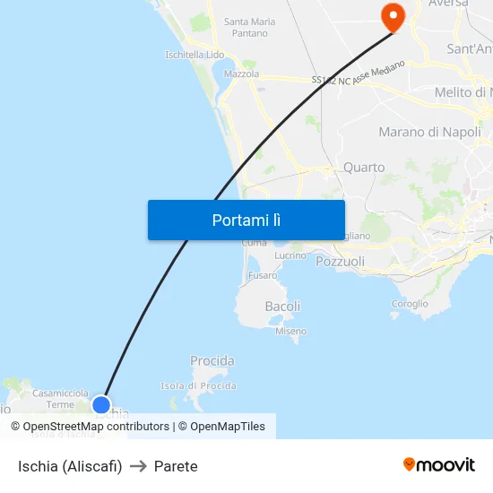 Ischia (Aliscafi) to Parete map