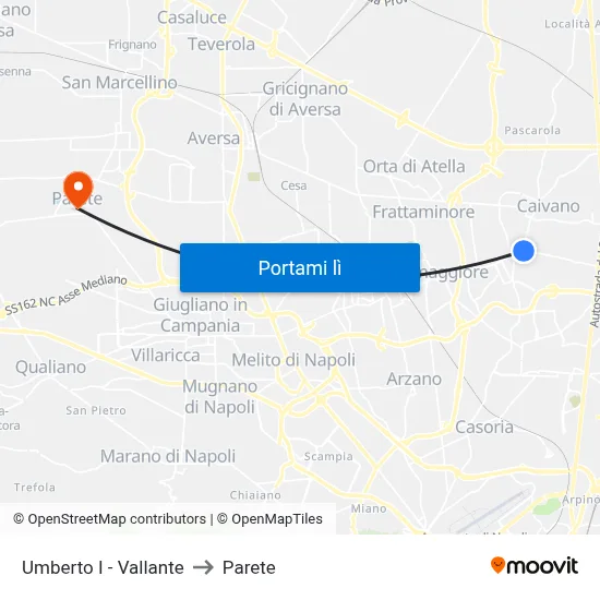 Umberto I - Vallante to Parete map