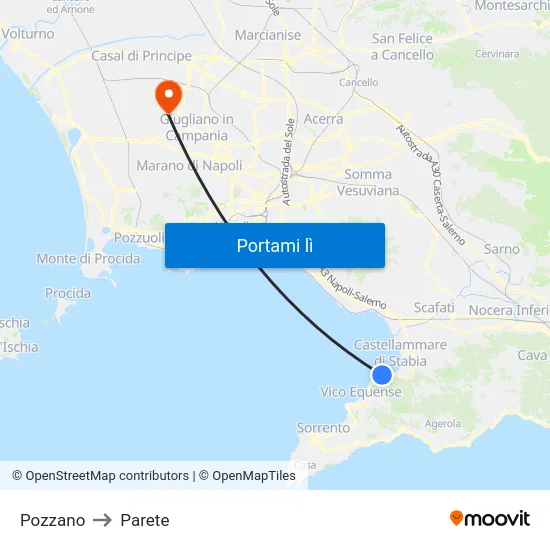 Pozzano to Parete map