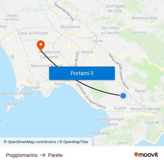 Poggiomarino to Parete map