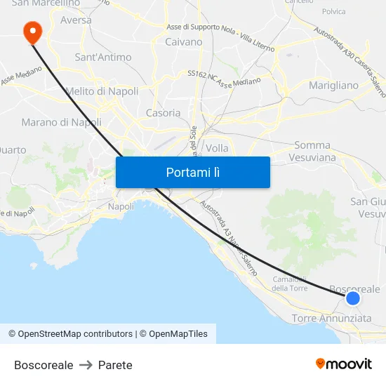 Boscoreale to Parete map