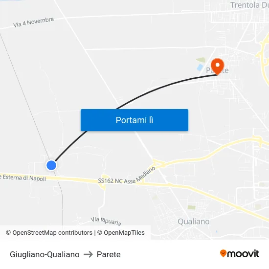 Giugliano-Qualiano to Parete map