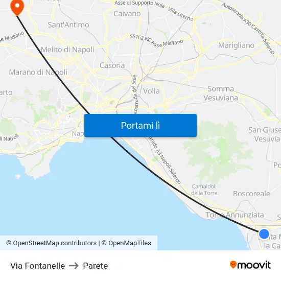 Via Fontanelle to Parete map