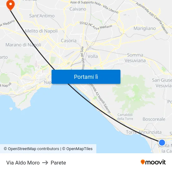 Via Aldo Moro to Parete map