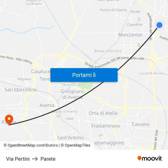 Via Pertini to Parete map