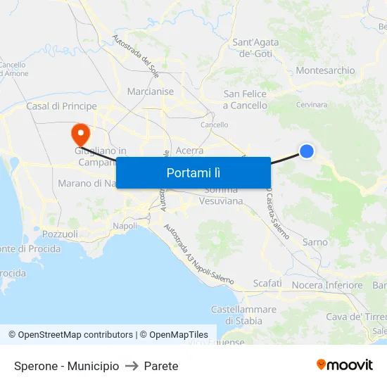 Sperone - Municipio to Parete map