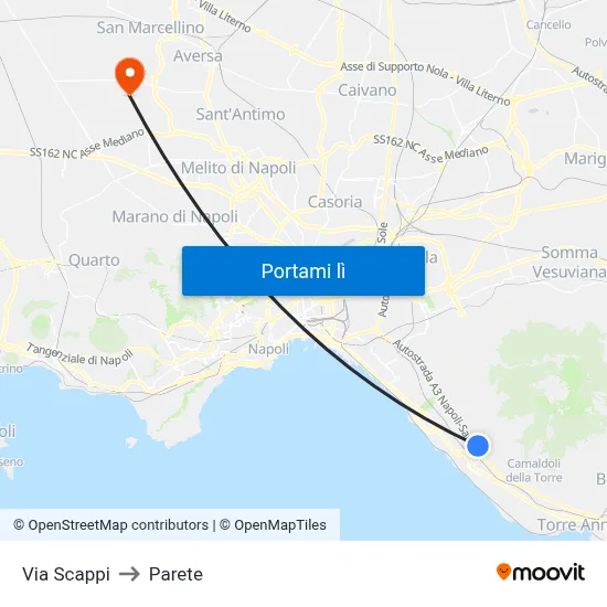 Via Scappi to Parete map