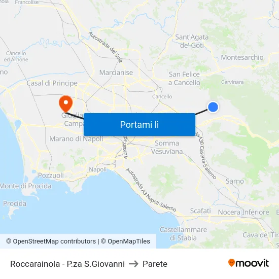 Roccarainola - P.za S.Giovanni to Parete map