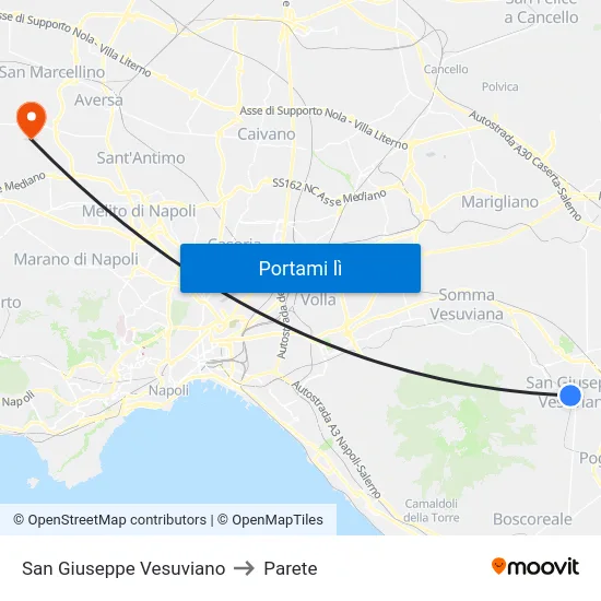 San Giuseppe Vesuviano to Parete map