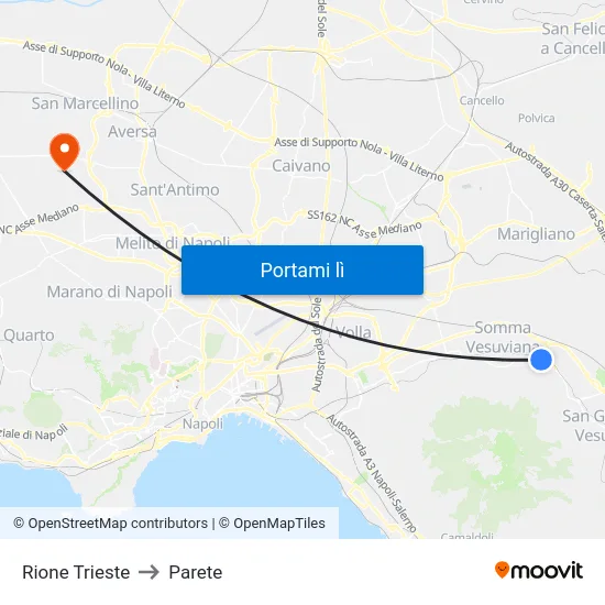 Rione Trieste to Parete map