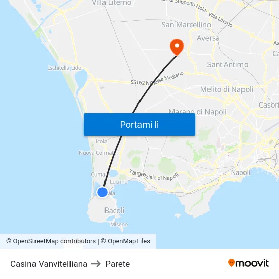 Casina Vanvitelliana to Parete map