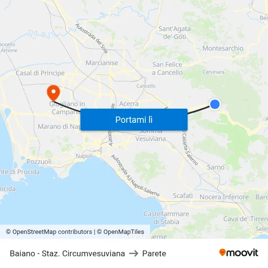 Baiano - Staz. Circumvesuviana to Parete map