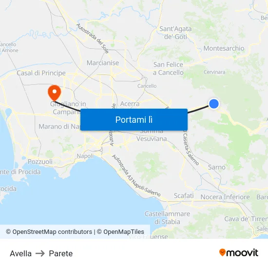 Avella to Parete map