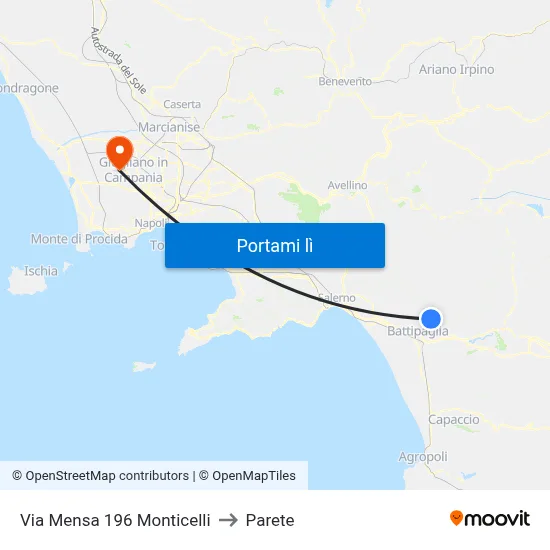 Via Mensa 196 Monticelli to Parete map