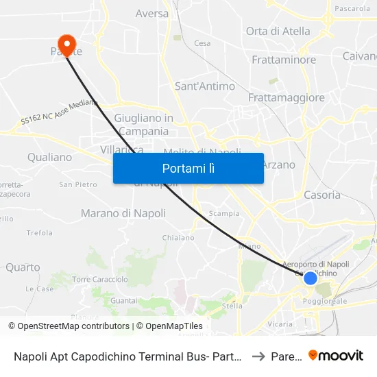 Napoli Apt Capodichino Terminal Bus- Partenze to Parete map