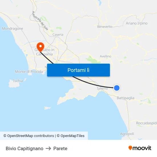 Bivio Capitignano to Parete map