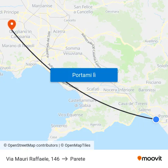 Via Mauri Raffaele, 146 to Parete map