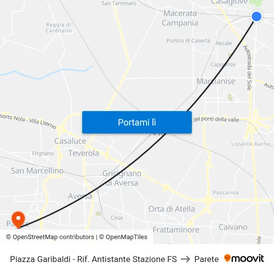 Piazza Garibaldi - Rif. Antistante Stazione FS to Parete map
