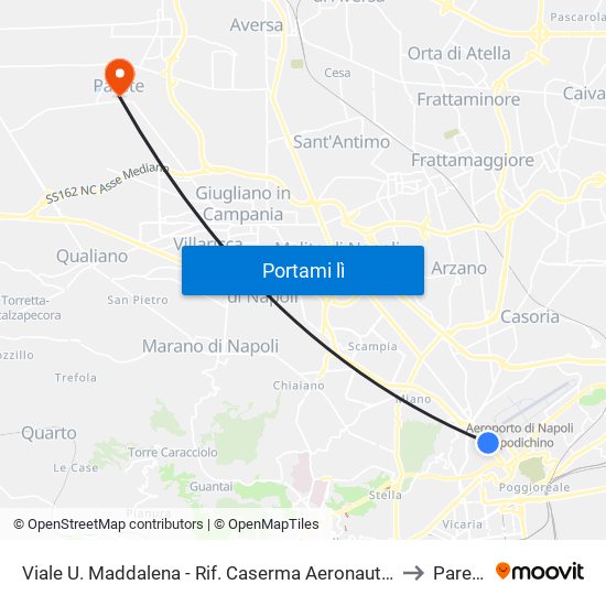 Viale U. Maddalena - Rif. Caserma Aeronautica to Parete map