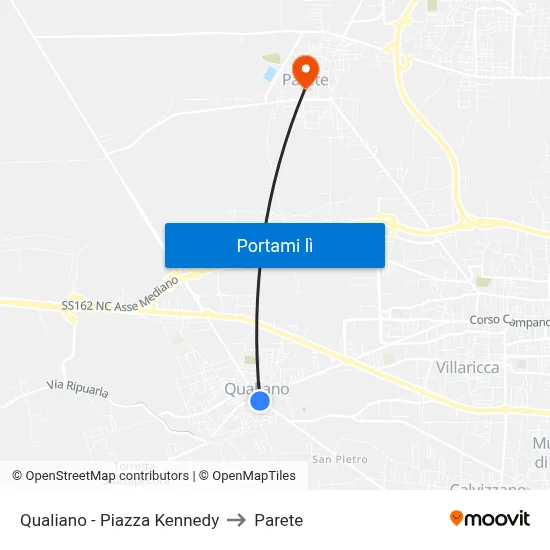 Qualiano - Piazza Kennedy to Parete map