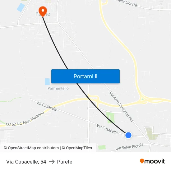 Via Casacelle, 54 to Parete map