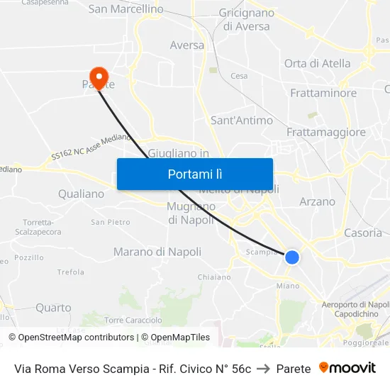 Via Roma Verso Scampia - Rif. Civico N° 56c to Parete map