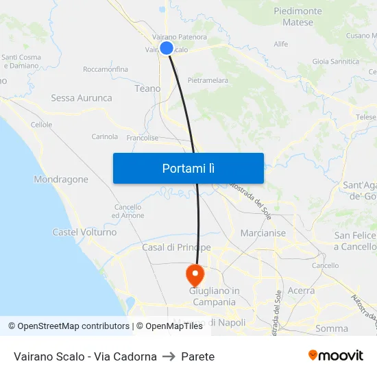 Vairano Scalo - Via Cadorna to Parete map