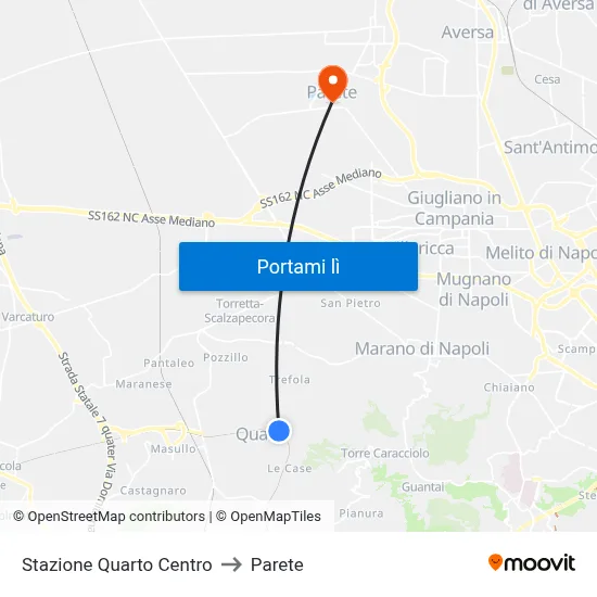 Stazione Quarto Centro to Parete map