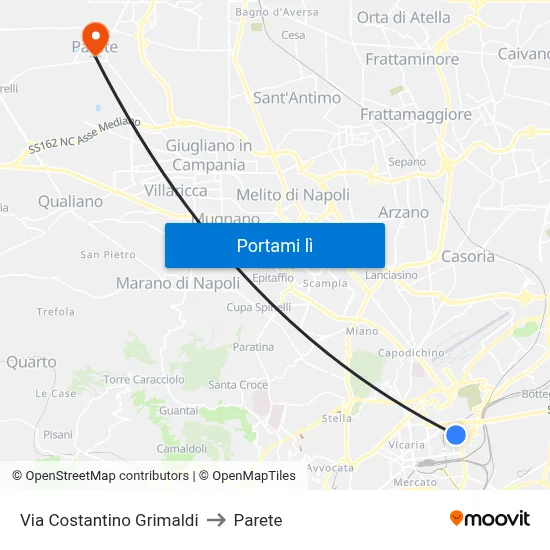 Via Costantino Grimaldi to Parete map