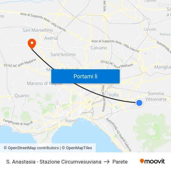 S. Anastasia - Stazione Circumvesuviana to Parete map