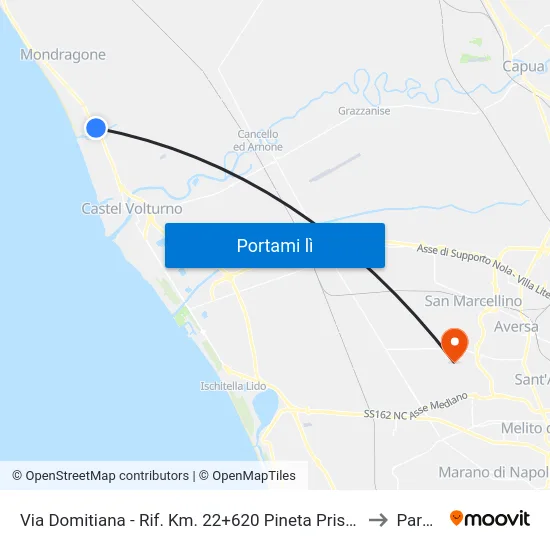 Via Domitiana - Rif. Km. 22+620 Pineta Prisconte to Parete map