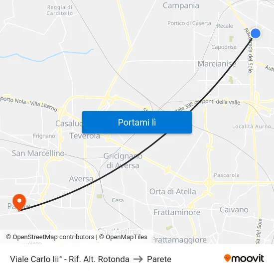 Viale Carlo Iii° - Rif. Alt. Rotonda to Parete map