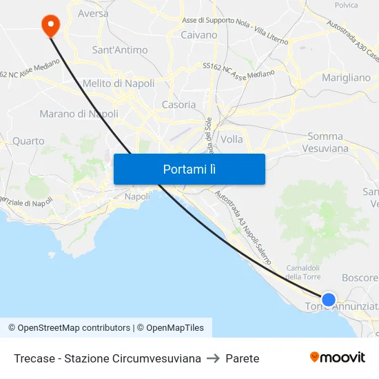 Trecase - Stazione Circumvesuviana to Parete map