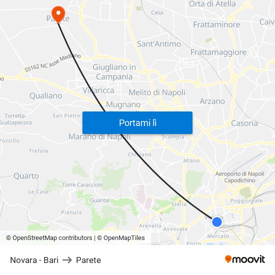 Novara - Bari to Parete map