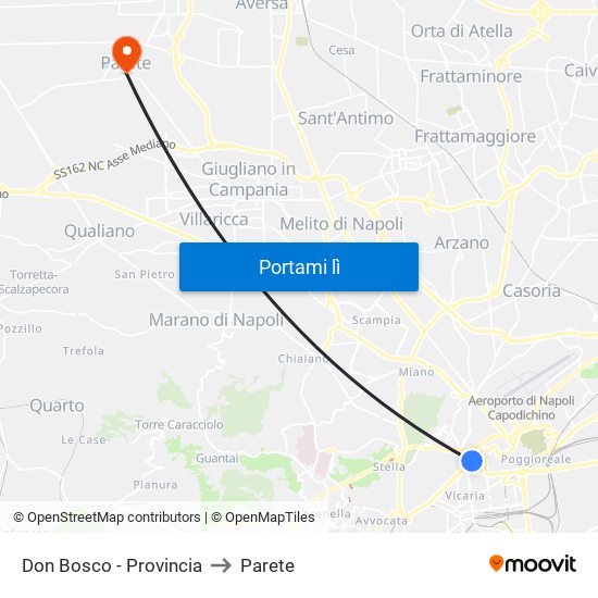 Don Bosco - Provincia to Parete map