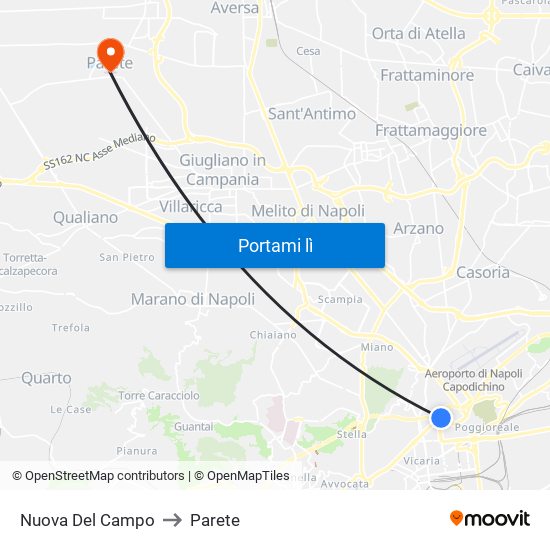 Nuova Del Campo to Parete map