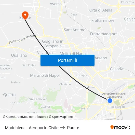 Maddalena - Aeroporto Civile to Parete map