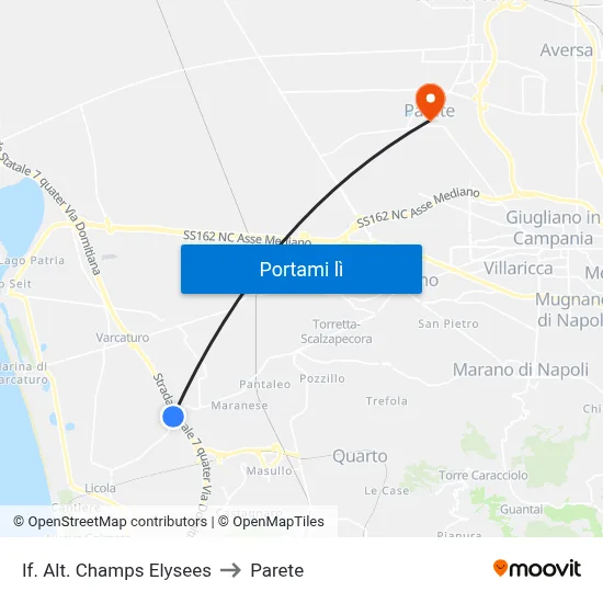 If. Alt. Champs Elysees to Parete map