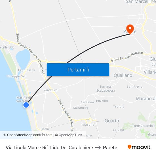 Via Licola Mare - Rif. Lido Del Carabiniere to Parete map
