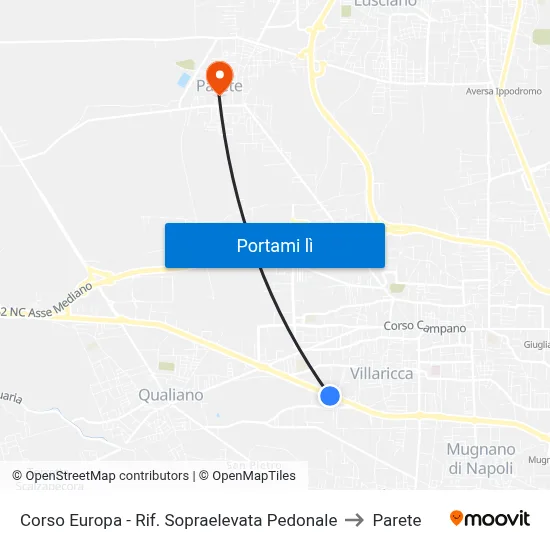 Corso Europa - Rif. Sopraelevata Pedonale to Parete map