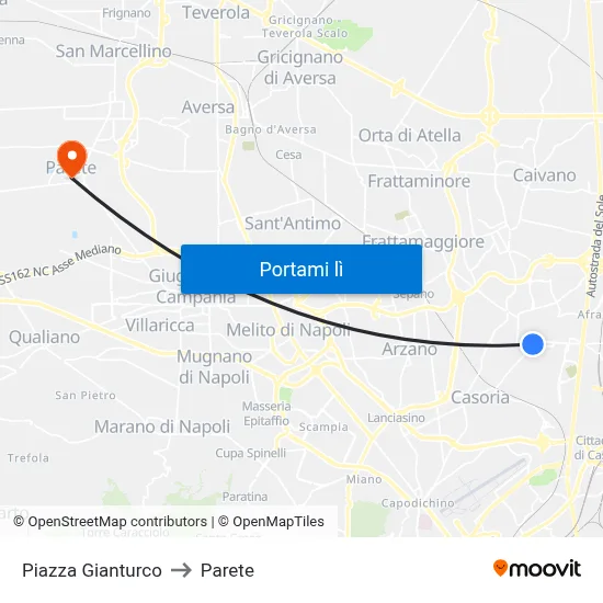 Piazza Gianturco to Parete map