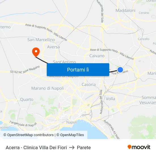 Acerra - Clinica Villa Dei Fiori to Parete map