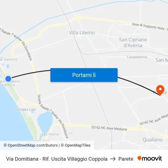 Via Domitiana - Rif. Uscita Villaggio Coppola to Parete map